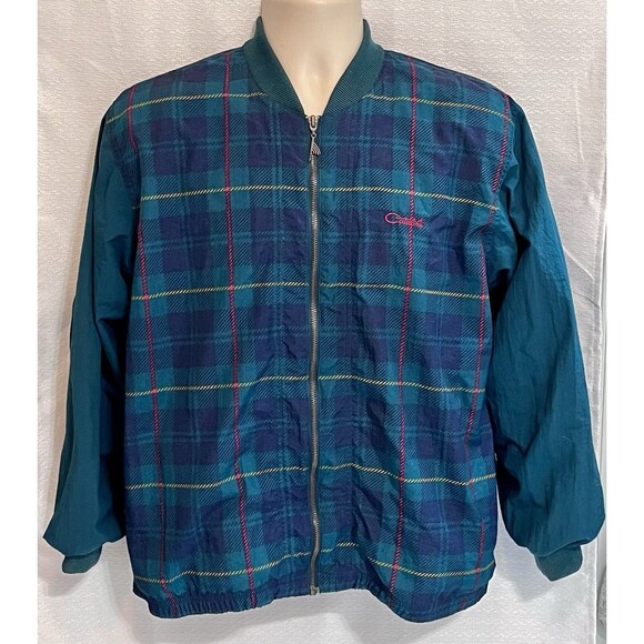 Catalina Other - VTG 80s Catalina Bomber Varsity Windbreaker Plaid Jacket Mens S Green Blue Golf